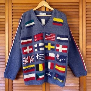 Artesanias Folkloricas Sweater Adult Small Medium 100% Wool Ecuador Hand Knit